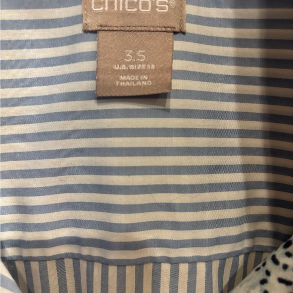 Chico's Light Blue and White Striped Button-Down Shirt - Picture 2 of 9
